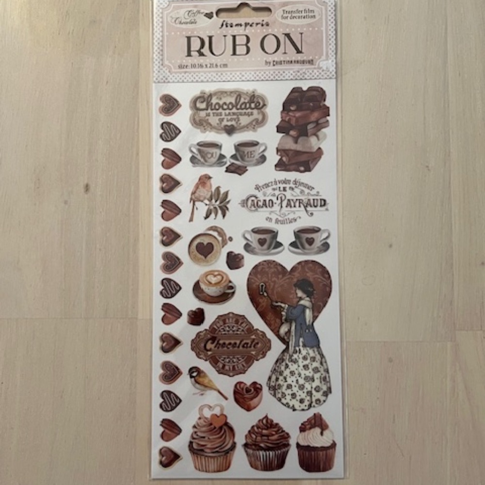 Stamperia Chocolate Rub-On Transfers – Vintage Sweets & Café Theme (4" x 8.5")